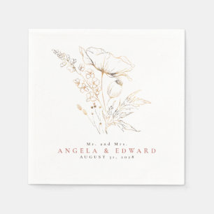 Handgezeichnet Wildblumen Elegante Minimalistische Serviette