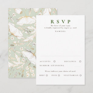 Handgezeichnet Wildblumen Gold Wedding RSVP Karte