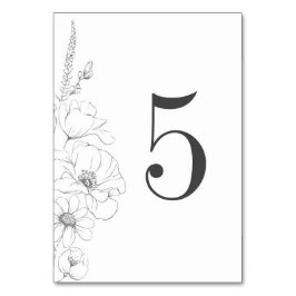 Handgezeichnet Wildblumen Hochzeit Tischnummer