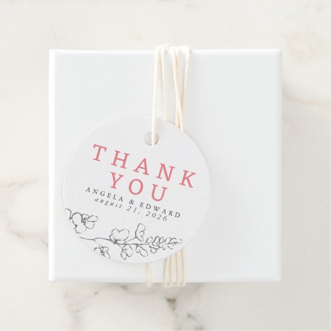 Handgezeichnet Wildblumen Minimalistisch Danke Geschenkanhänger (Beispiel)