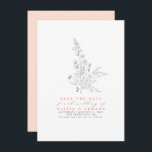Handgezeichnet Wildblumen Peach Color Save the Dat Save The Date<br><div class="desc">Handgezeichnet Bleistift-Wildblumen helle Pfirsich speichern Sie die Datumskarten</div>