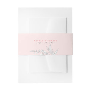 Handgezeichnet Wildblumen Rosa Elegante Hochzeit Einladungsbanderole