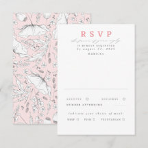 Handgezeichnet Wildblumen Rosa Hochzeit RSVP