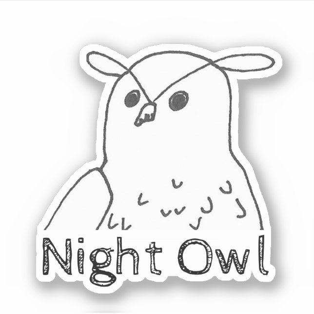 Handgezeichnet Wildtier-Natur-Vogelnacht Aufkleber (Vorderseite)