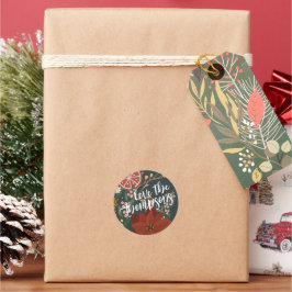 Handgezeichnet Winter Florals & Orange Runder Aufkleber