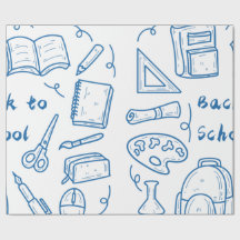 Handgezeichnet zurück zur Schuldoodle blau