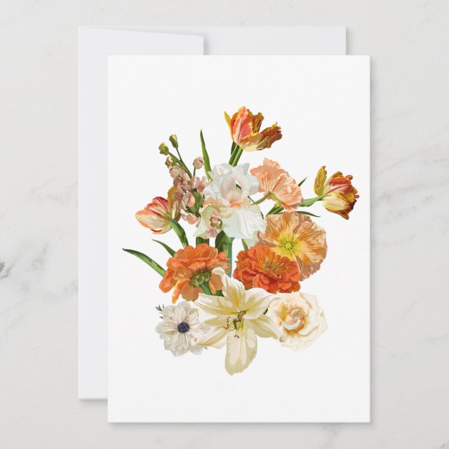 Handgezeichnete Abbildung eines Blume-Bouquets. Einladung (Vorderseite)