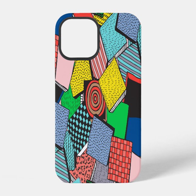 Handgezeichnete abstrakte Blocktextur iPhone 12 Hülle (Rückseite)