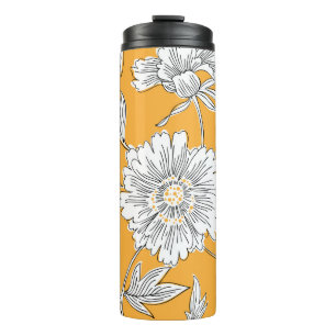 Handgezeichnete abstrakte Blume. Zugkraft Thermosbecher