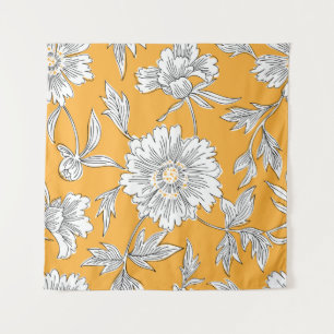 Handgezeichnete abstrakte Blume. Zugkraft Wandteppich