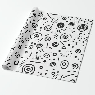 Handgezeichnete abstrakte Doodle - Schwarz und Wei Geschenkpapier