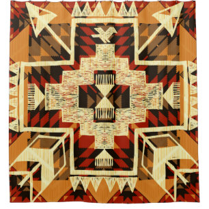 Handgezeichnete abstrakte Illustration in US-ameri Duschvorhang