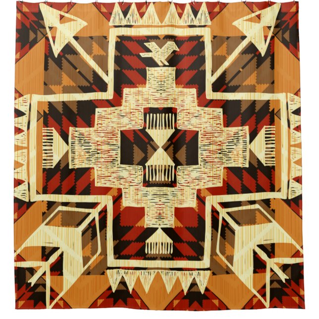 Handgezeichnete abstrakte Illustration in US-ameri Duschvorhang (Vorderseite)