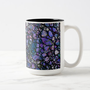 Handgezeichnete abstrakte Kreise, Blau, Lila, Schw Zweifarbige Tasse