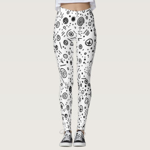 Handgezeichnete abstrakte Kritzelei - Schwarz und Leggings