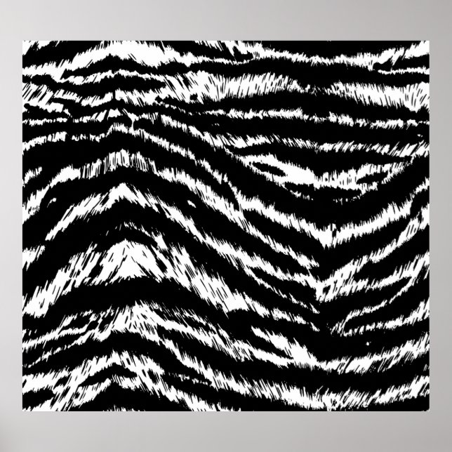Handgezeichnete Abstrakte Zebra-Streifen Wiederhol Poster (Vorne)