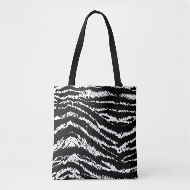 Handgezeichnete Abstrakte Zebra-Streifen Wiederhol Tasche (Vorderseite)