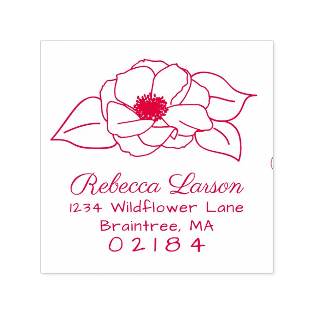 Handgezeichnete Anemone Blume & Blätter Rücksendea Permastempel (Design)