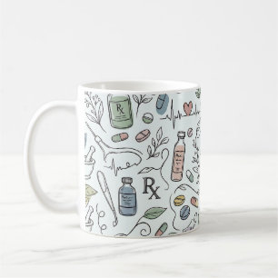 Handgezeichnete Apotheken-Doodle-Tasse Moderne W Kaffeetasse