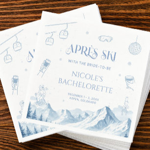 Handgezeichnete Apres Aki Winter Junggesellinnenab Serviette
