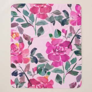 Handgezeichnete Aquarellfarben opulente Rose. Naht Sherpadecke