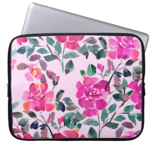 Handgezeichnete Aquarellfarben-Rose. Naht Laptopschutzhülle