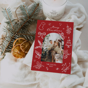 Handgezeichnete Arch Foto Weihnachtskarte Feiertagskarte