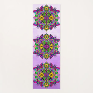 Handgezeichnete Art Dragonfly Mandala Lila farbig Yogamatte