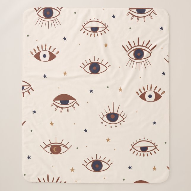 Handgezeichnete Augen Mystisches Nahtloses Muster. Sherpadecke (Vorderseite)