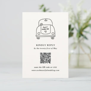 Handgezeichnete Autodoodle Moderne Hochzeit RSVP Karte