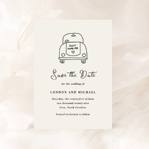 Handgezeichnete Autoskizze Moderne Hochzeit Save The Date