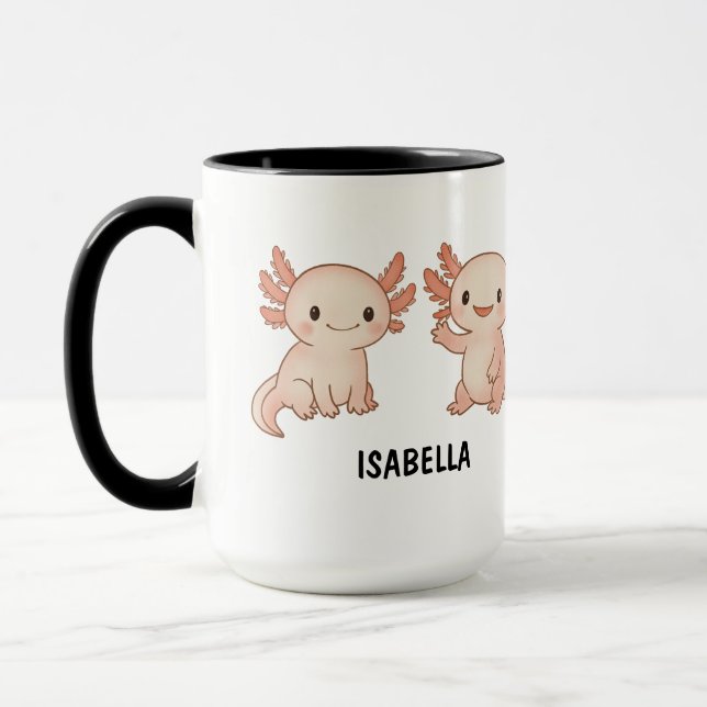 Handgezeichnete Axolotl-Niedliche Tasse (Links)