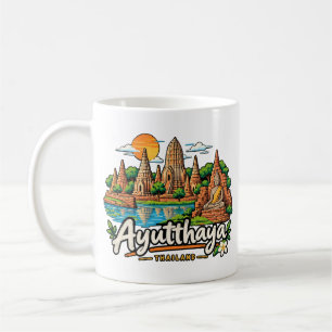 Handgezeichnete Ayutthaya Thailand Reise Kunst Lan Kaffeetasse