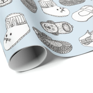 Handgezeichnete Baby-Hintern Blaues Muster Geschenkpapier