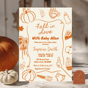 Handgezeichnete Baby Shower 'Verliebe dich' Einladung