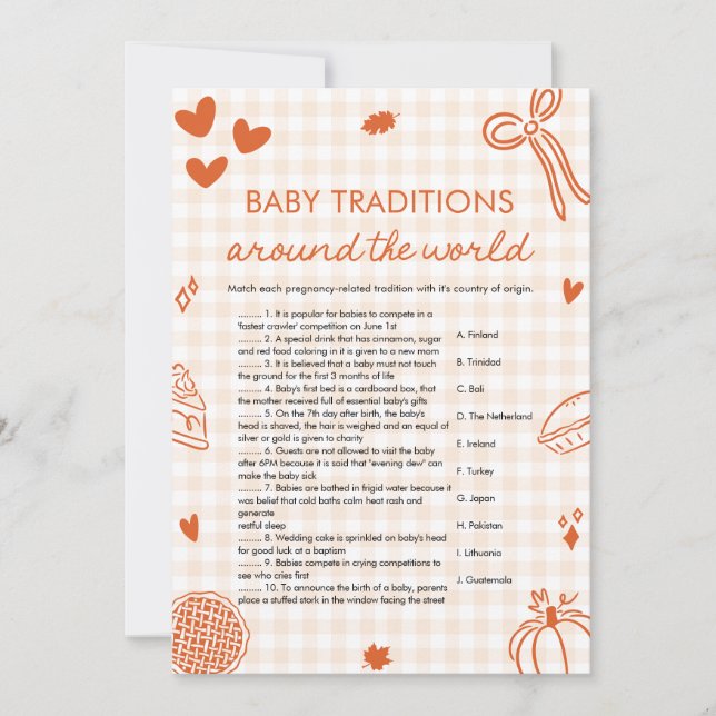 Handgezeichnete Baby-Traditionen rund um das Welts Einladung (Vorderseite)