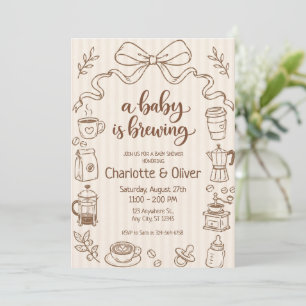 Handgezeichnete Babyparty 'Ein Baby Braut Kaffee' Einladung