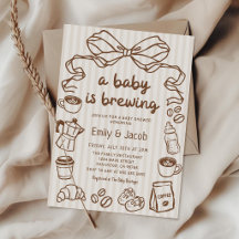 Handgezeichnete Babyparty: Ein Baby braut Kaffee