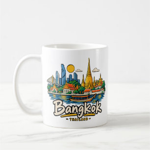 Handgezeichnete Bangkok Thailand Reise Kunst Landm Kaffeetasse