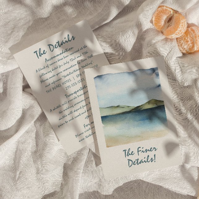 Handgezeichnete Beach View Retro Einzigartige Hoch Begleitkarte (Von Creator hochgeladen)