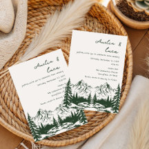 handgezeichnete Berg-Sommer-Hochzeitseinladung