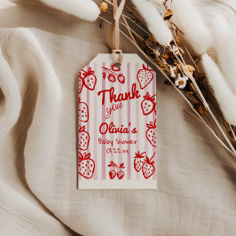 Handgezeichnete Berry Sweet Strawberries Babydusch Geschenkanhänger