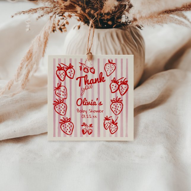 Handgezeichnete Berry Sweet Strawberries Babydusch Geschenkanhänger (Von Creator hochgeladen)