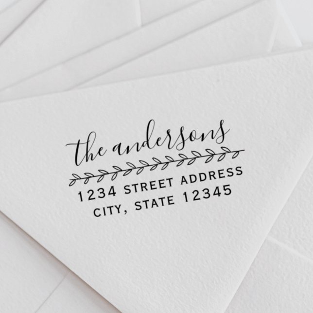 Handgezeichnete Blätter Rücksendeadresse Familienn Gummistempel (Von Creator hochgeladen)