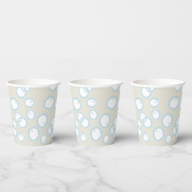 Handgezeichnete blaue Blasen Beige Babydusche Pappbecher (Multi)