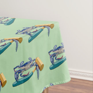 Handgezeichnete blaue Krabbe mit Hammer Mallet Cra Tischdecke