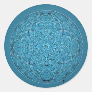 Handgezeichnete blaue Mandala Runder Aufkleber