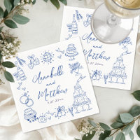 Handgezeichnete blaue wunderliche Hochzeit