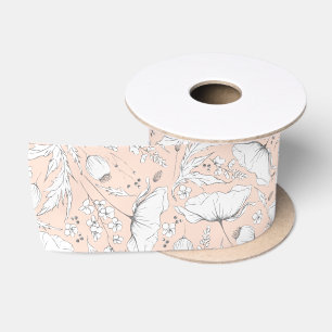 Handgezeichnete Bleistift-Wildblumen Elegant Hellp Satinband