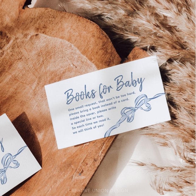Handgezeichnete Blue Bow Boy Baby Shower Books für Visitenkarte (Von Creator hochgeladen)